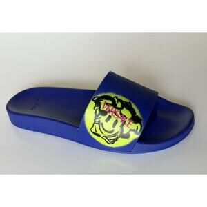 Versace Smiley Medusa Slides Sandals Blue/Lime 11 US (44 Eu) DSU6516 IT NIB $450